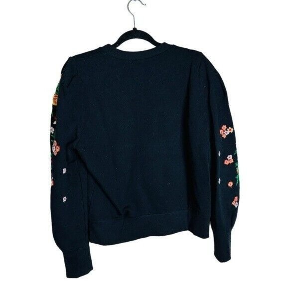 Zara Black Floral Embroidered Sweatshirt Women’s Size Small Bloggers Favorite. - Picture 4 of 9